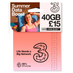 £15 CREDIT Three UK Network Supercharged Sim Card - PAY AS YOU GO - NO CONTRACT